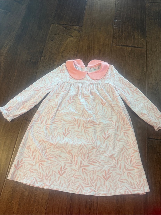 Stitchy Fish Other - Pink Leaf-Print Long Sleeve Kids Dress